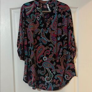 Black and Blue Graphic Relaxed Blouse